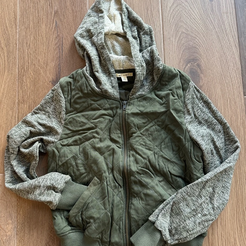 Women’s Miami Green and Gray Varsity Jacket size small